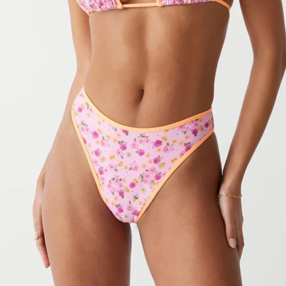 New! Frankie's Bikinis Laura Cheeky Bikini Bottom Queens Bath Floral 1077